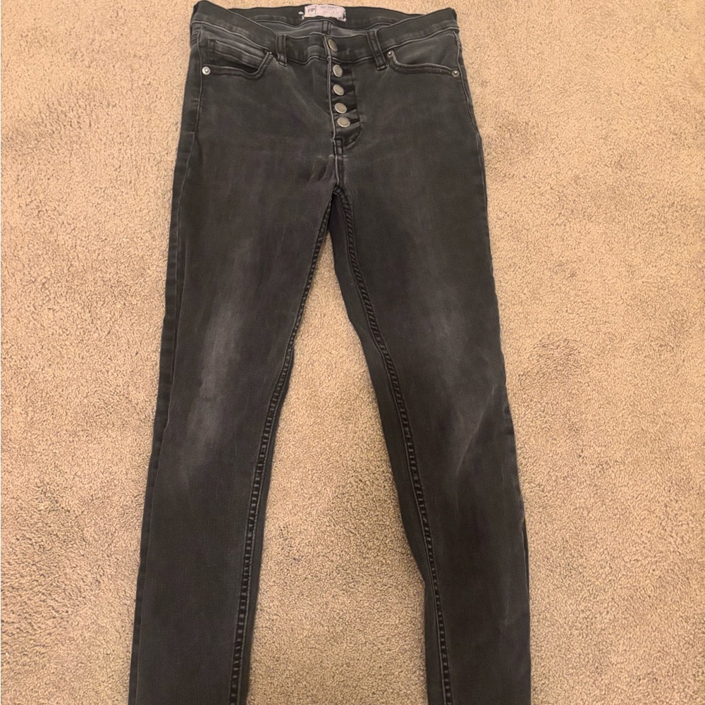 Free People Black High Rise Jeans